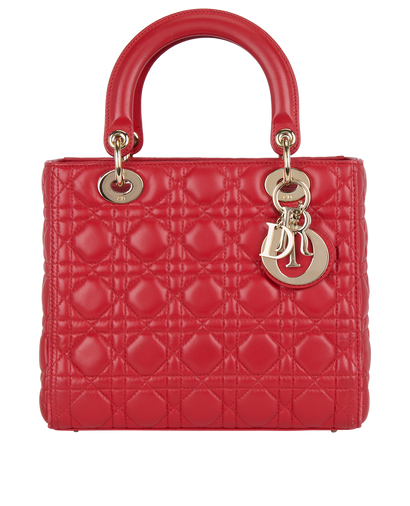 Medium Lady Dior, &pound;2,700, Handbags, Red, Leather, Front view
